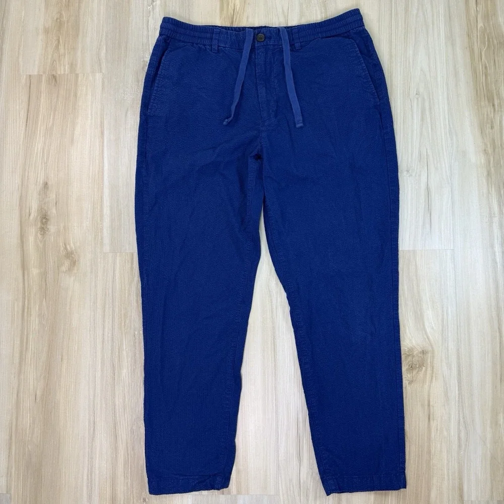 Banana Republic Seersucker Pants Athletic Fit 34x32 Blue Drawstring